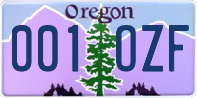 OR license plate 001OZF