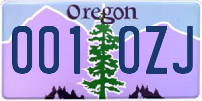 OR license plate 001OZJ