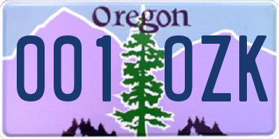 OR license plate 001OZK