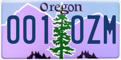 OR license plate 001OZM