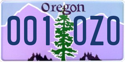 OR license plate 001OZO