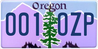 OR license plate 001OZP