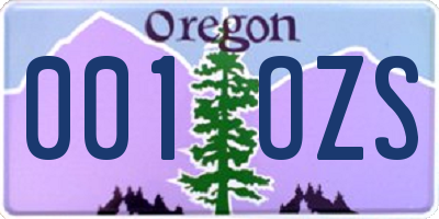 OR license plate 001OZS