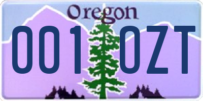 OR license plate 001OZT