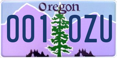 OR license plate 001OZU