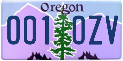 OR license plate 001OZV