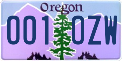 OR license plate 001OZW