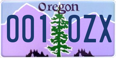 OR license plate 001OZX