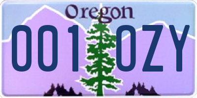 OR license plate 001OZY