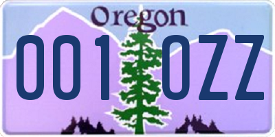 OR license plate 001OZZ