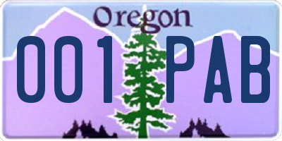 OR license plate 001PAB