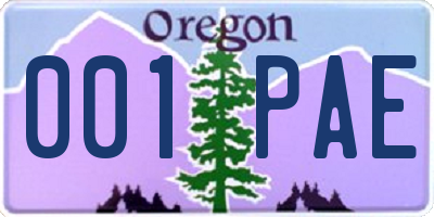 OR license plate 001PAE