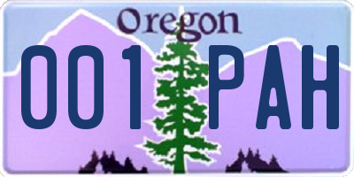 OR license plate 001PAH