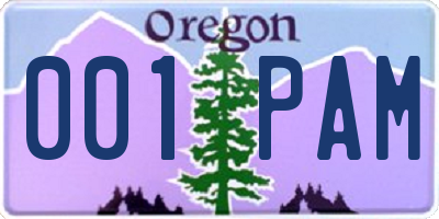 OR license plate 001PAM