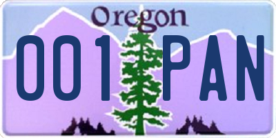 OR license plate 001PAN