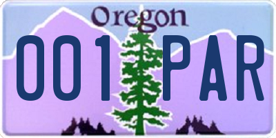 OR license plate 001PAR