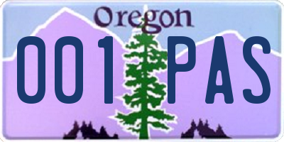 OR license plate 001PAS