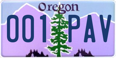 OR license plate 001PAV