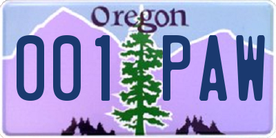 OR license plate 001PAW