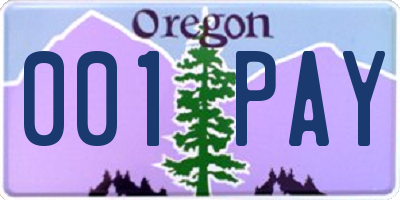 OR license plate 001PAY