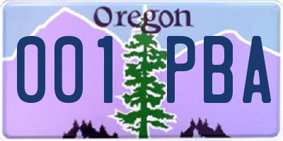 OR license plate 001PBA