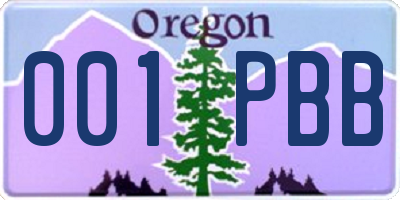 OR license plate 001PBB