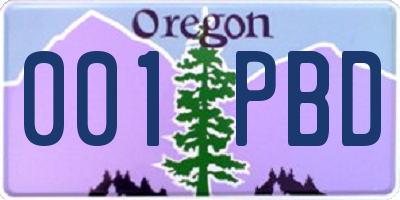 OR license plate 001PBD