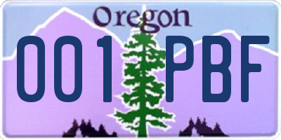 OR license plate 001PBF