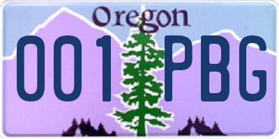 OR license plate 001PBG