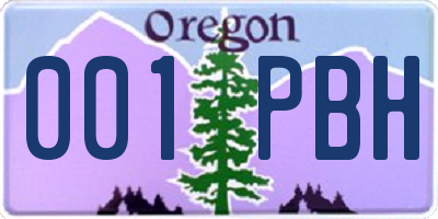 OR license plate 001PBH