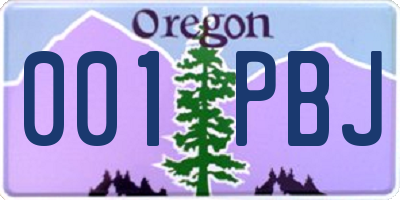 OR license plate 001PBJ