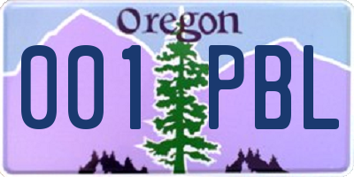 OR license plate 001PBL