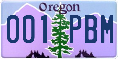 OR license plate 001PBM