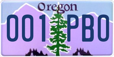 OR license plate 001PBO