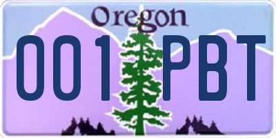 OR license plate 001PBT