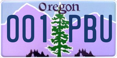 OR license plate 001PBU