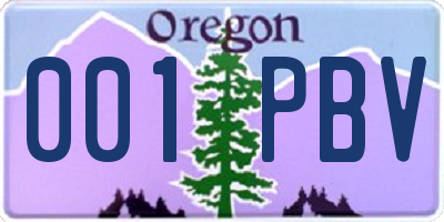 OR license plate 001PBV