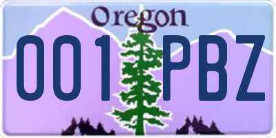 OR license plate 001PBZ