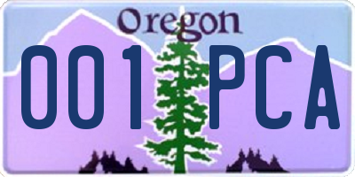 OR license plate 001PCA