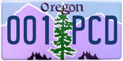 OR license plate 001PCD