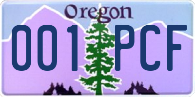 OR license plate 001PCF