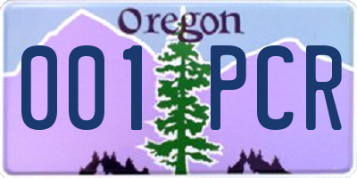 OR license plate 001PCR