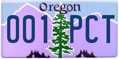 OR license plate 001PCT