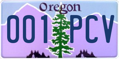 OR license plate 001PCV