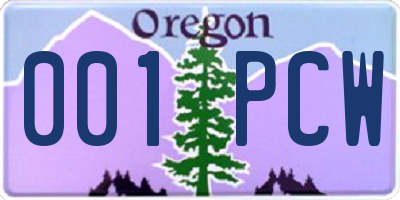 OR license plate 001PCW