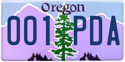 OR license plate 001PDA