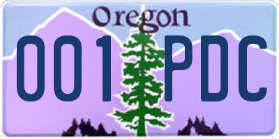 OR license plate 001PDC