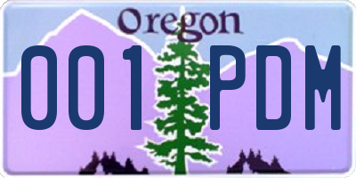 OR license plate 001PDM