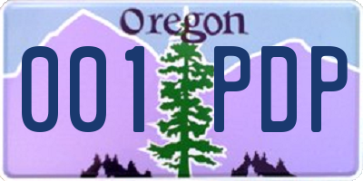 OR license plate 001PDP