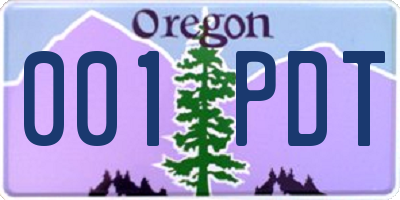 OR license plate 001PDT